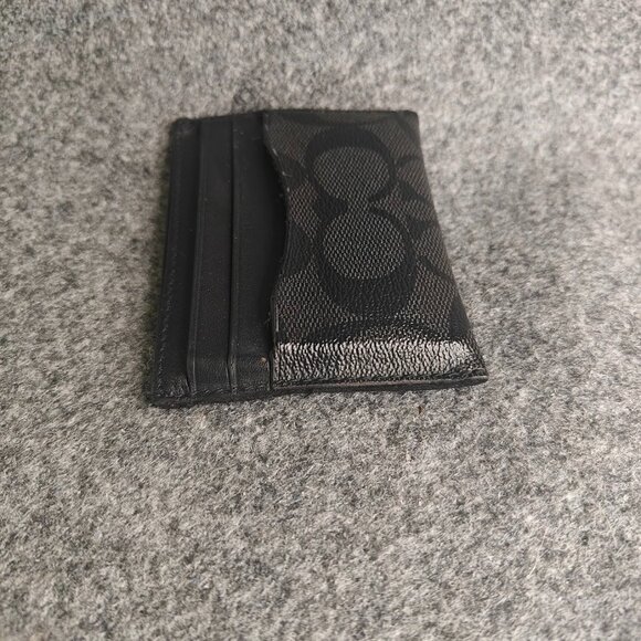 Coach F58110 Men’s ID Card Case – Signature Canvas Charcoal/Black | Used - Picture 3 of 3